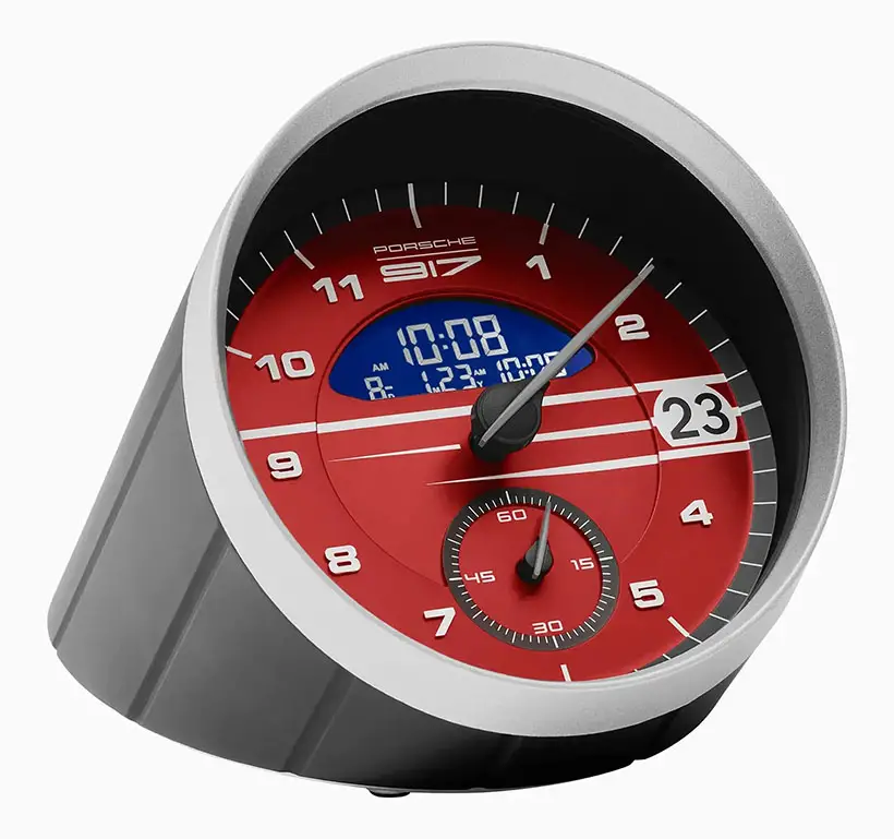 Porsche Design Table Clock with Sporty 917 Salzburg design