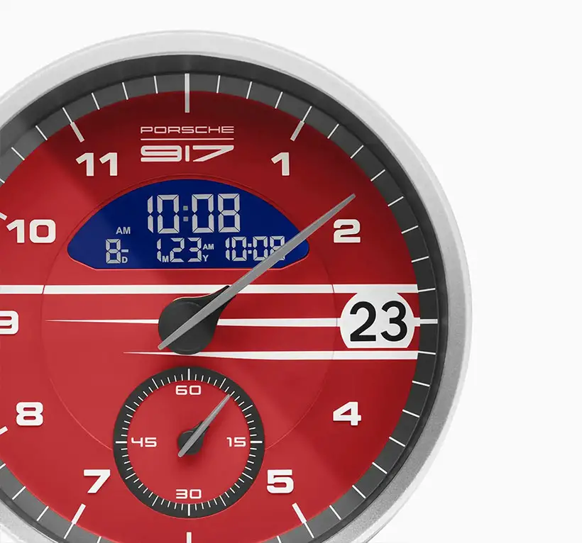 Porsche Design Table Clock with Sporty 917 Salzburg design