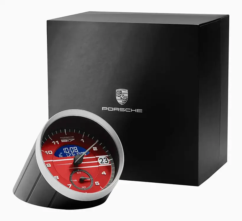 Porsche Design Table Clock with Sporty 917 Salzburg design