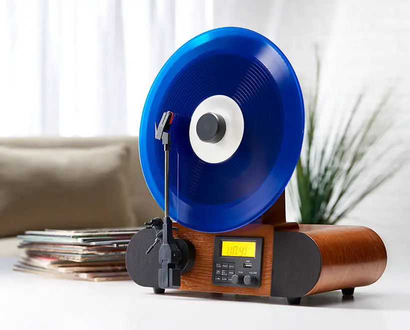 Fuse Vert Vertical Vinyl Record Player Features Balanced Tone Arm to ...