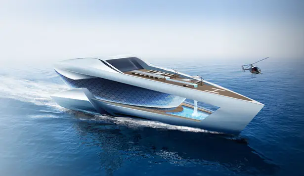 CF8 Motor Yacht : A 80m Future Concept Yacht for Cars and Family