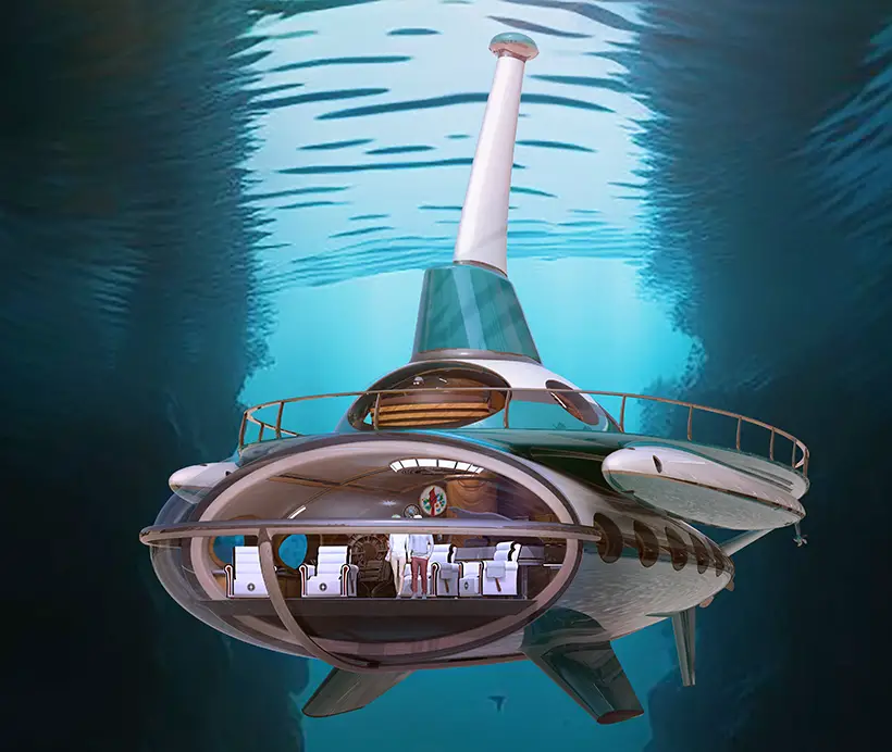 Futuristic Deep Sea Dreamer Submarine Doubles As a Yacht - Tuvie Design