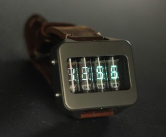 Futuristic Nixie Titanium Watch with 3D Accelerometer