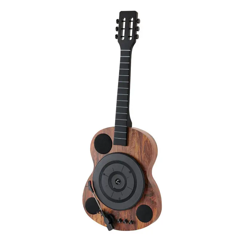 Wall-mounted Guitar Shaped Vertical Turntable With Bluetooth Speaker 