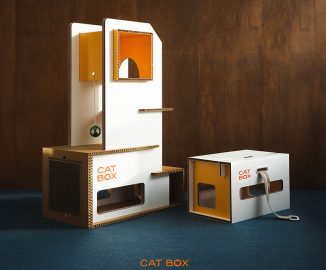 Modern Cardboard Cat Box Utilizes Vertical Space to Entertain Your Cat