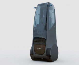Futuristic SOLE Stand-Up Vehicle for Solo Commuters with Zero-Degree Turning Radius