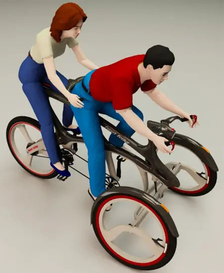 two people on a bicycle