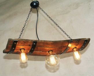 Rustic Wine Barrel Ceiling Light Is Made Out of Authentic Wine Barrels